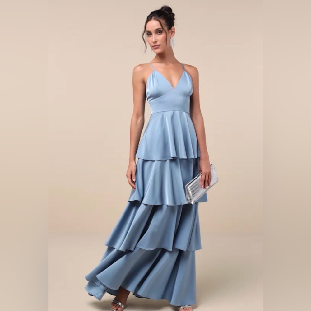 Lulu's Sky Blue Layered Maxi Dress